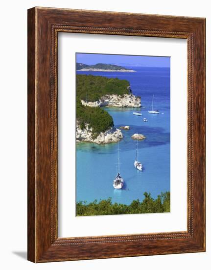 Elevated View of Voutoumi Bay, Antipaxos, the Ionian Islands, Greek Islands, Greece, Europe-Neil Farrin-Framed Photographic Print