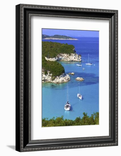 Elevated View of Voutoumi Bay, Antipaxos, the Ionian Islands, Greek Islands, Greece, Europe-Neil Farrin-Framed Photographic Print
