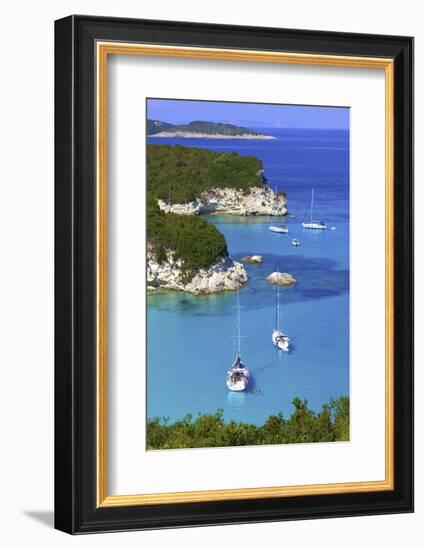 Elevated View of Voutoumi Bay, Antipaxos, the Ionian Islands, Greek Islands, Greece, Europe-Neil Farrin-Framed Photographic Print