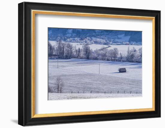 Elevated view of winter landscape, Oblarn, Styria, Austria-Panoramic Images-Framed Photographic Print