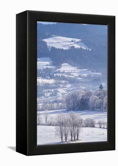 Elevated view of winter landscape, Oblarn, Styria, Austria-Panoramic Images-Framed Premier Image Canvas