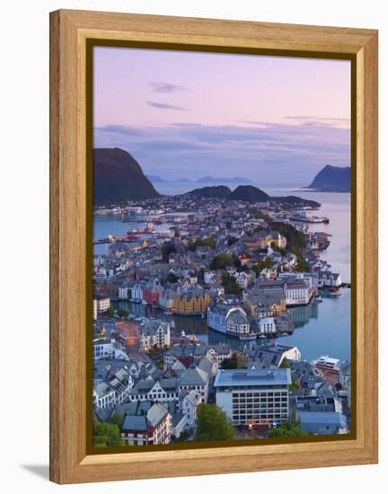 Elevated View over Alesund at Dusk, Sunnmore, More Og Romsdal, Norway-Doug Pearson-Framed Premier Image Canvas