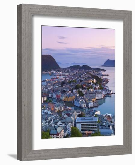 Elevated View over Alesund at Dusk, Sunnmore, More Og Romsdal, Norway-Doug Pearson-Framed Photographic Print