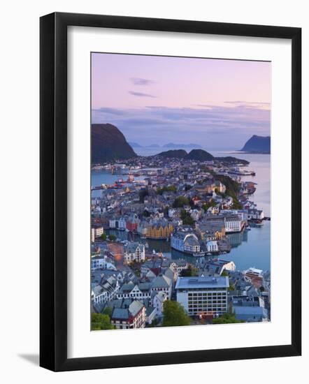 Elevated View over Alesund at Dusk, Sunnmore, More Og Romsdal, Norway-Doug Pearson-Framed Photographic Print