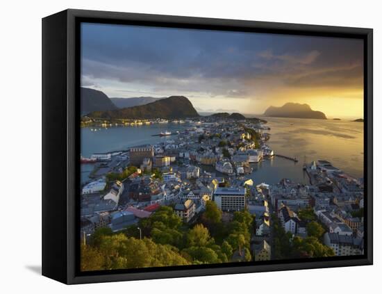 Elevated View over Alesund at Sunset, Sunnmore, More Og Romsdal, Norway-Doug Pearson-Framed Premier Image Canvas