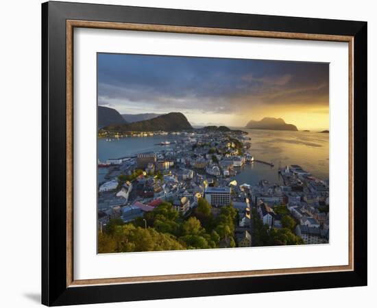 Elevated View over Alesund at Sunset, Sunnmore, More Og Romsdal, Norway-Doug Pearson-Framed Photographic Print