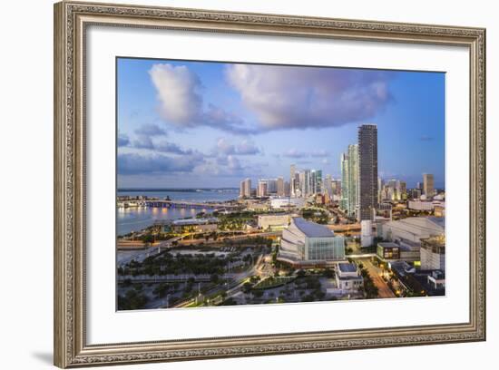 Elevated View over Biscayne Boulevard and the Skyline of Miami, Florida, USA-Gavin Hellier-Framed Photographic Print
