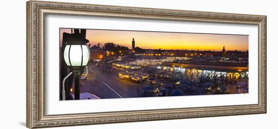 Elevated View over Djemaa El-Fna Square at Sunset, Marrakesh, Morocco-Doug Pearson-Framed Photographic Print