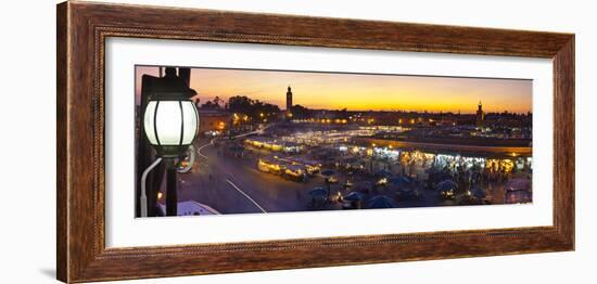 Elevated View over Djemaa El-Fna Square at Sunset, Marrakesh, Morocco-Doug Pearson-Framed Photographic Print