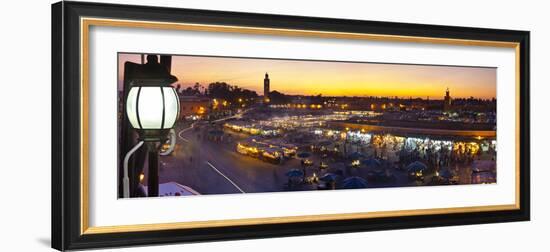 Elevated View over Djemaa El-Fna Square at Sunset, Marrakesh, Morocco-Doug Pearson-Framed Photographic Print