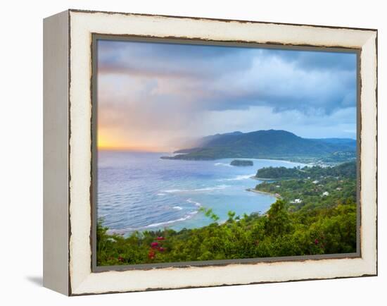 Elevated View over Dramatic Coastline from Noel Cowards 'Firefly', Roundhill, St. Mary Parish, Jama-Doug Pearson-Framed Premier Image Canvas