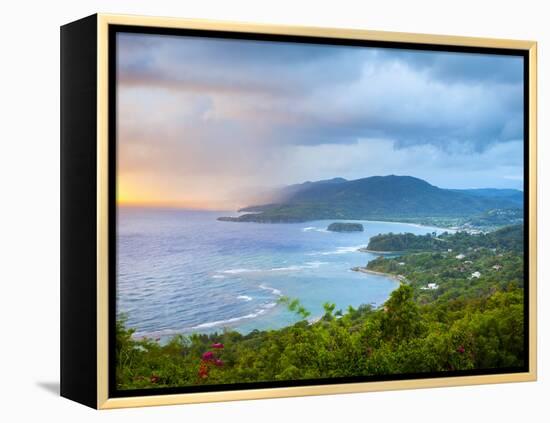 Elevated View over Dramatic Coastline from Noel Cowards 'Firefly', Roundhill, St. Mary Parish, Jama-Doug Pearson-Framed Premier Image Canvas