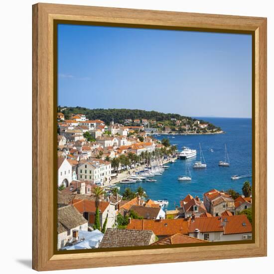 Elevated View over Hvar's Picturesque Harbour, Stari Grad (Old Town), Hvar, Dalmatia, Croatia-Doug Pearson-Framed Premier Image Canvas