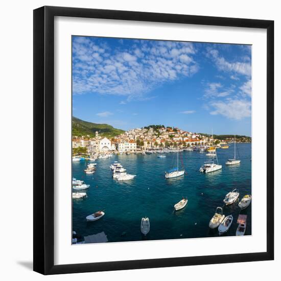 Elevated View over Hvar's Picturesque Harbour, Stari Grad (Old Town), Hvar, Dalmatia, Croatia-Doug Pearson-Framed Photographic Print