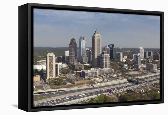 Elevated View over Interstate 85 Passing the Atlanta Skyline-Gavin Hellier-Framed Premier Image Canvas