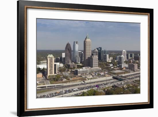 Elevated View over Interstate 85 Passing the Atlanta Skyline-Gavin Hellier-Framed Photographic Print