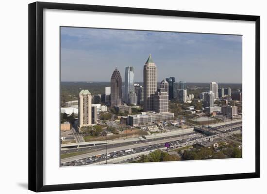 Elevated View over Interstate 85 Passing the Atlanta Skyline-Gavin Hellier-Framed Photographic Print