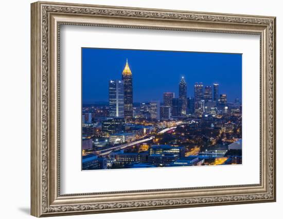 Elevated View over Interstate 85 Passing the Atlanta Skyline-Gavin Hellier-Framed Photographic Print