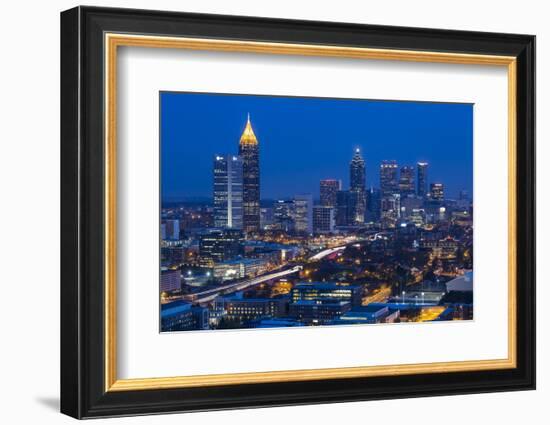 Elevated View over Interstate 85 Passing the Atlanta Skyline-Gavin Hellier-Framed Photographic Print