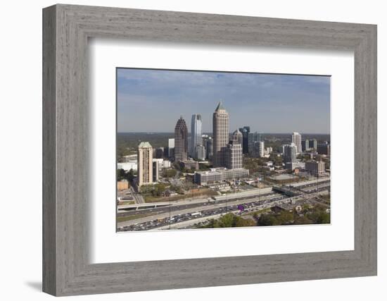 Elevated View over Interstate 85 Passing the Atlanta Skyline-Gavin Hellier-Framed Photographic Print