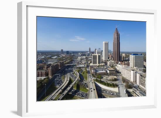 Elevated View over Interstate 85 Passing the Midtown Atlanta Skyline-Gavin Hellier-Framed Photographic Print