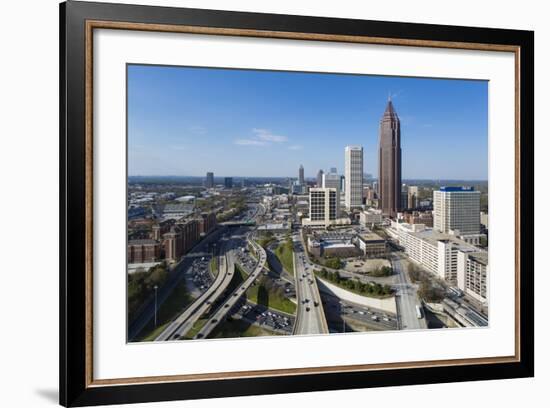 Elevated View over Interstate 85 Passing the Midtown Atlanta Skyline-Gavin Hellier-Framed Photographic Print