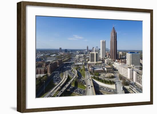 Elevated View over Interstate 85 Passing the Midtown Atlanta Skyline-Gavin Hellier-Framed Photographic Print