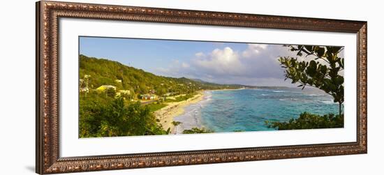 Elevated View over Long Bay at Sunrise, Portland Parish, Jamaica, Caribbean-Doug Pearson-Framed Photographic Print