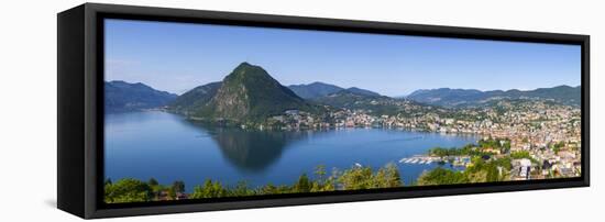 Elevated View over Lugano from Monte Bre, Lugano, Lake Lugano, Ticino, Switzerland-Doug Pearson-Framed Premier Image Canvas