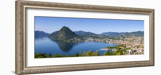Elevated View over Lugano from Monte Bre, Lugano, Lake Lugano, Ticino, Switzerland-Doug Pearson-Framed Photographic Print