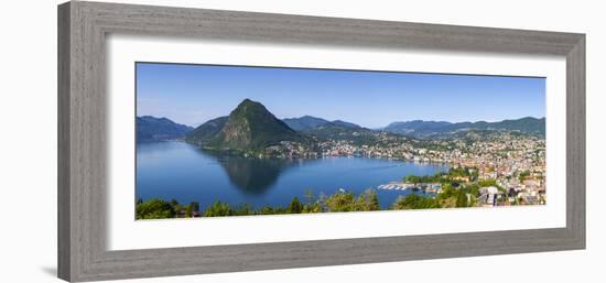 Elevated View over Lugano from Monte Bre, Lugano, Lake Lugano, Ticino, Switzerland-Doug Pearson-Framed Photographic Print