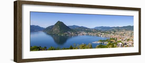 Elevated View over Lugano from Monte Bre, Lugano, Lake Lugano, Ticino, Switzerland-Doug Pearson-Framed Photographic Print