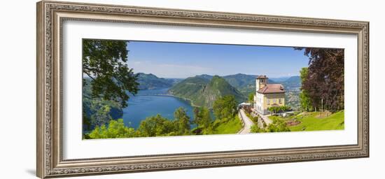 Elevated View over Lugano from Monte Bre, Lugano, Lake Lugano, Ticino, Switzerland-Doug Pearson-Framed Photographic Print