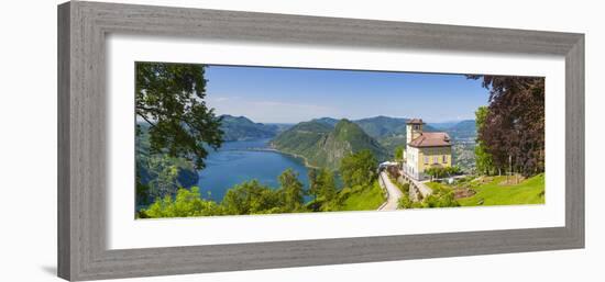 Elevated View over Lugano from Monte Bre, Lugano, Lake Lugano, Ticino, Switzerland-Doug Pearson-Framed Photographic Print