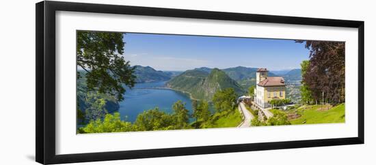 Elevated View over Lugano from Monte Bre, Lugano, Lake Lugano, Ticino, Switzerland-Doug Pearson-Framed Photographic Print