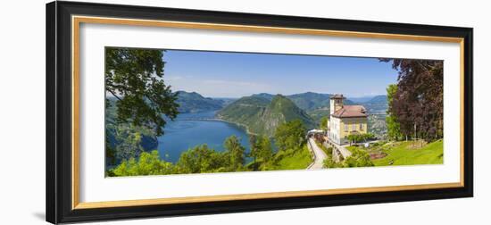 Elevated View over Lugano from Monte Bre, Lugano, Lake Lugano, Ticino, Switzerland-Doug Pearson-Framed Photographic Print