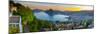 Elevated View over Lugano Illuminated at Sunset, Lake Lugano, Ticino, Switzerland-Doug Pearson-Mounted Photographic Print