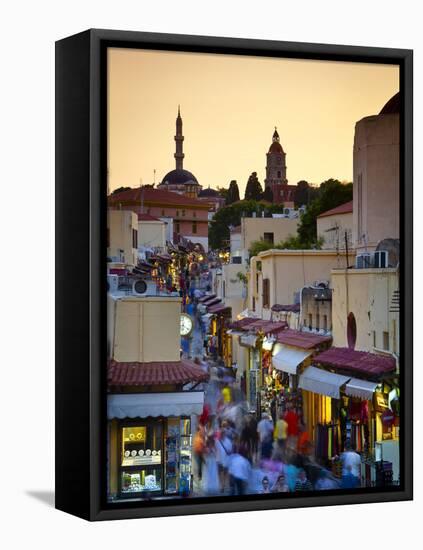 Elevated View over Mosque and Old Town, Rhodes Town, Rhodes, Greece-Doug Pearson-Framed Premier Image Canvas