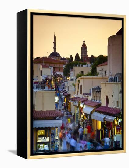 Elevated View over Mosque and Old Town, Rhodes Town, Rhodes, Greece-Doug Pearson-Framed Premier Image Canvas