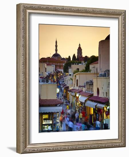 Elevated View over Mosque and Old Town, Rhodes Town, Rhodes, Greece-Doug Pearson-Framed Photographic Print