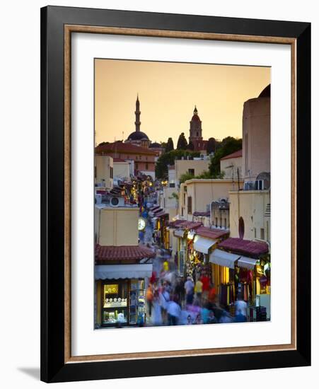 Elevated View over Mosque and Old Town, Rhodes Town, Rhodes, Greece-Doug Pearson-Framed Photographic Print