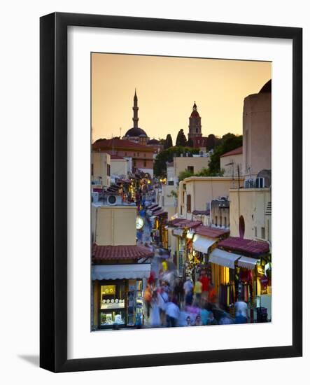 Elevated View over Mosque and Old Town, Rhodes Town, Rhodes, Greece-Doug Pearson-Framed Photographic Print