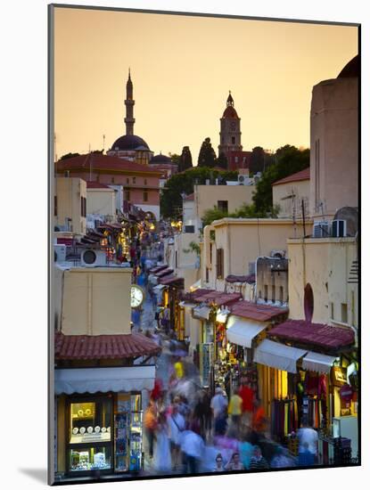 Elevated View over Mosque and Old Town, Rhodes Town, Rhodes, Greece-Doug Pearson-Mounted Photographic Print