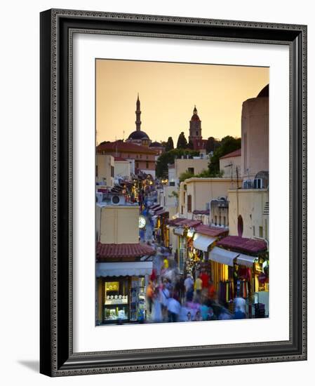 Elevated View over Mosque and Old Town, Rhodes Town, Rhodes, Greece-Doug Pearson-Framed Photographic Print