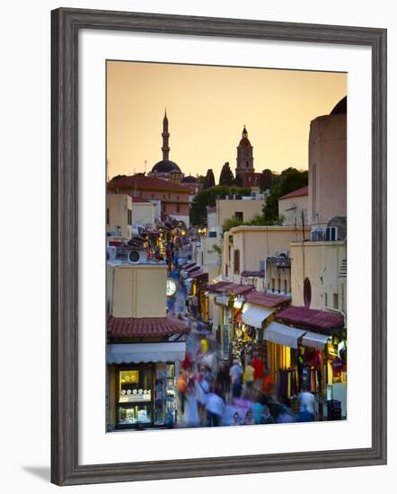 Elevated View over Mosque and Old Town, Rhodes Town, Rhodes, Greece-Doug Pearson-Framed Photographic Print