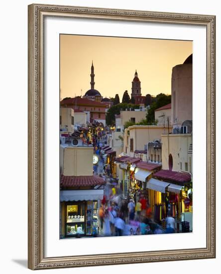 Elevated View over Mosque and Old Town, Rhodes Town, Rhodes, Greece-Doug Pearson-Framed Photographic Print