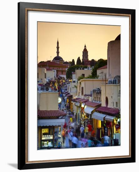 Elevated View over Mosque and Old Town, Rhodes Town, Rhodes, Greece-Doug Pearson-Framed Photographic Print