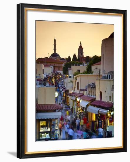 Elevated View over Mosque and Old Town, Rhodes Town, Rhodes, Greece-Doug Pearson-Framed Photographic Print