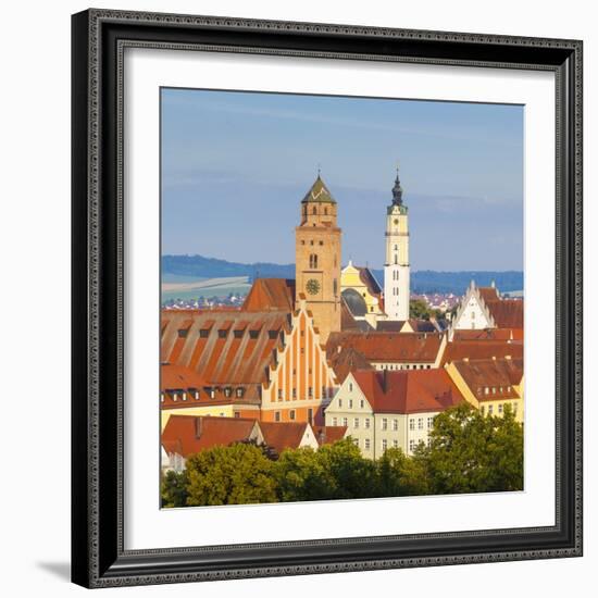 Elevated View over Old Town Church Spires, Donauworth, Swabia, Bavaria, Germany-Doug Pearson-Framed Photographic Print