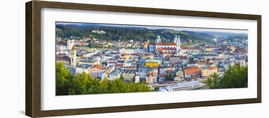 Elevated View over Old Town Passau and the River Danube, Passau, Lower Bavaria, Bavaria, Germany-Doug Pearson-Framed Photographic Print